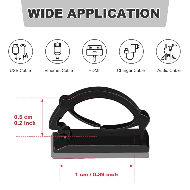 GWHOLE 100Pcs Adhesive Cable Clips Cord Organizer Wire Management for Car Office and Home - Image 2